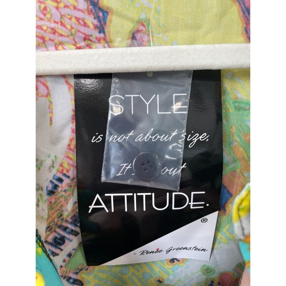 Attitudes by Renee Illusion Waist Shirt Dress Size XLP Multicolor Tropical NEW - Picture 5 of 8